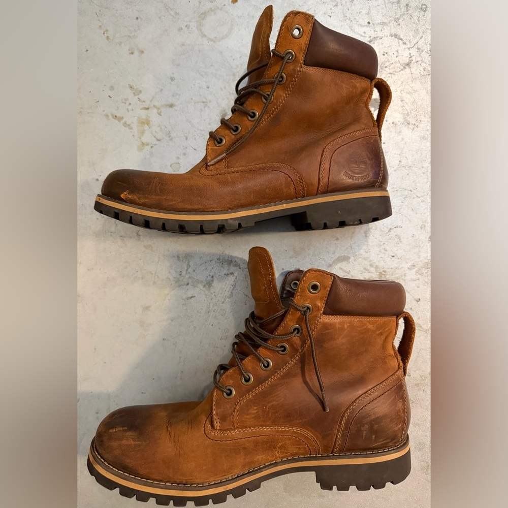 Timberland Tan/Brown Leather Lace-Up Work Boots